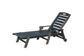 Outdoor Chaise Lounge with Reclining Backrest - Black