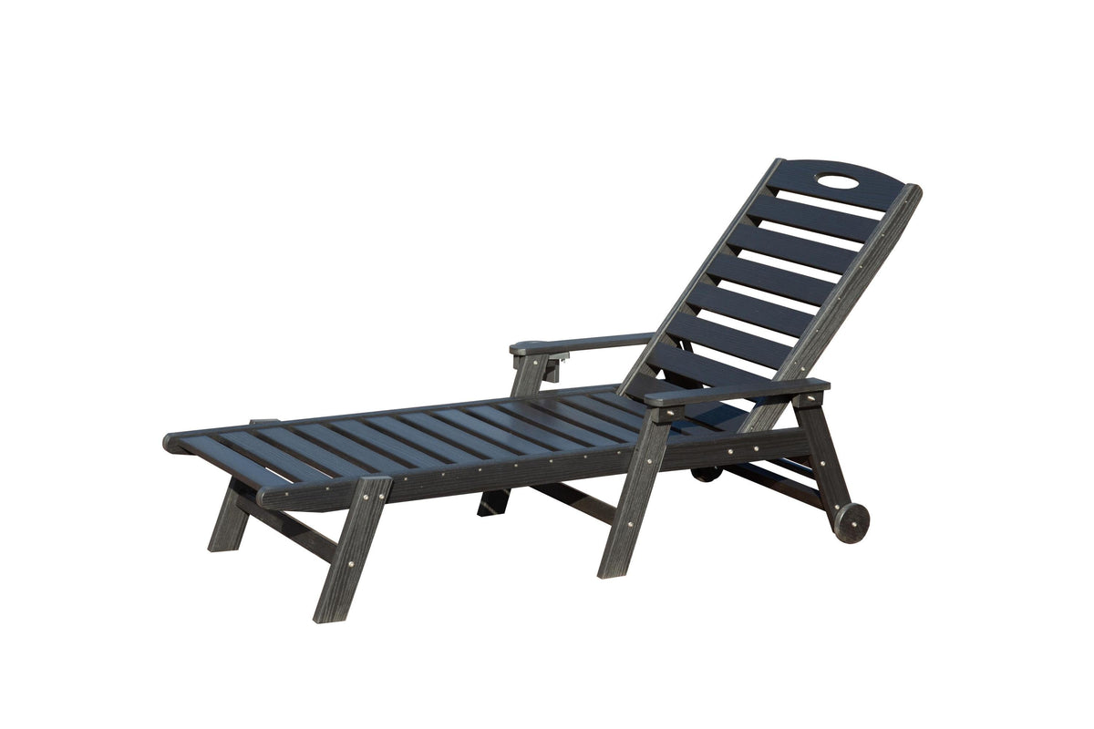 Outdoor Chaise Lounge with Reclining Backrest - Black