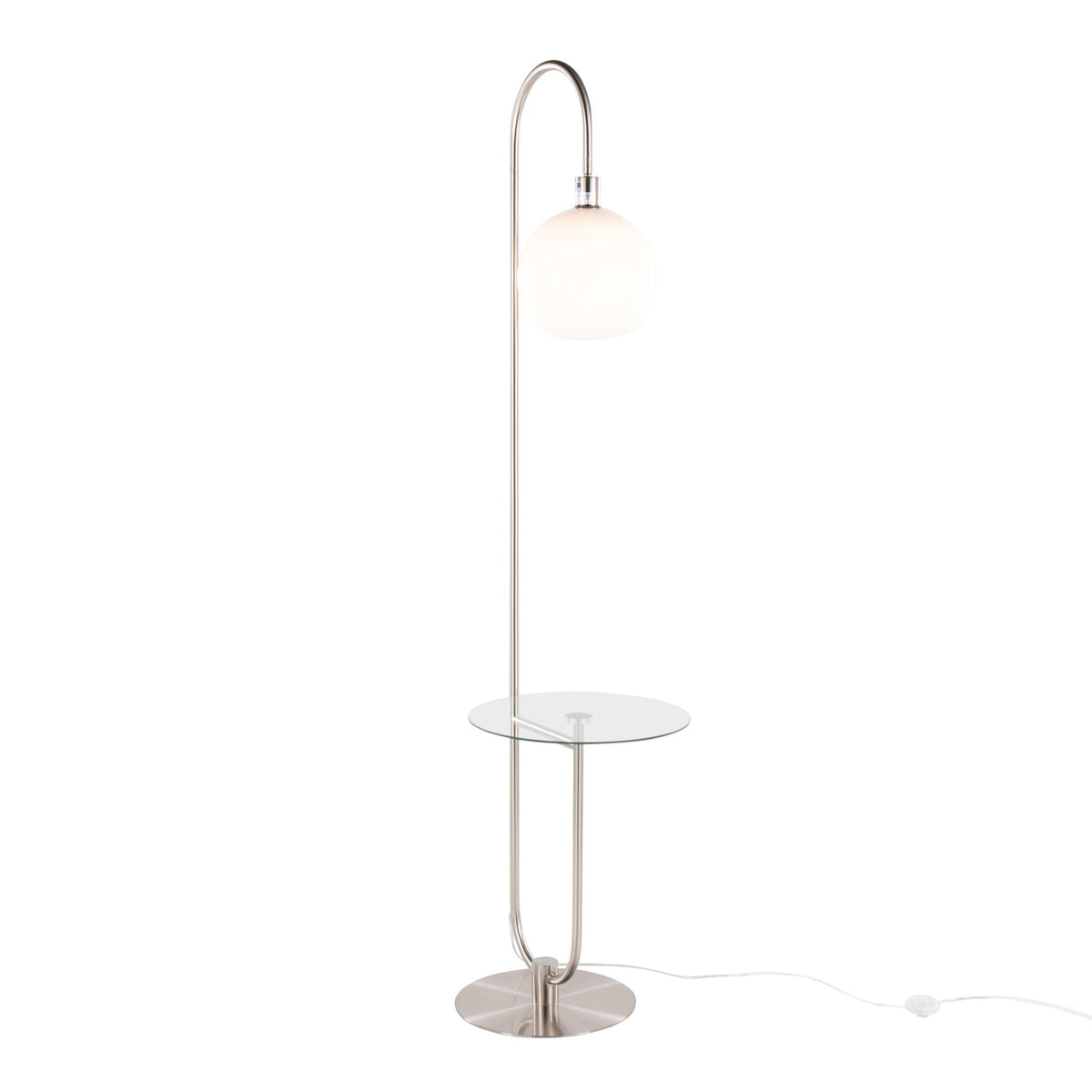 Contemporary Floor Lamp with Tempered Glass Table - Gray