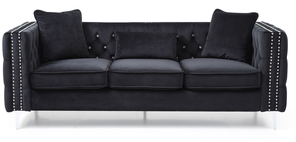 Paige Tufted Sofa with Faux Diamond Buttons - Multiple Colors