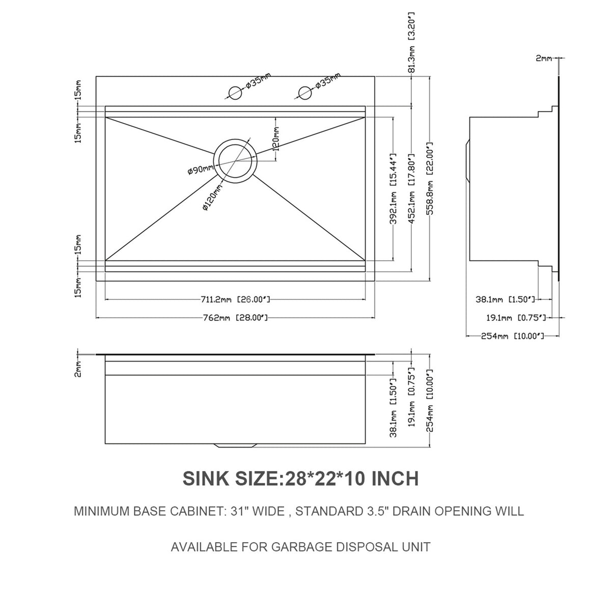 Stainless Steel Drop In Kitchen Sink with Workstation - Gray or Gold