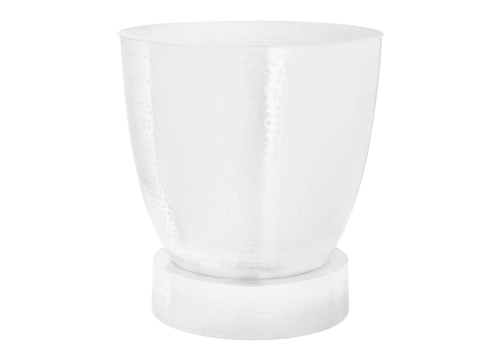 Drum Accent Side Table with Hand-Crafted Hammered Metal Finish - White or Gray