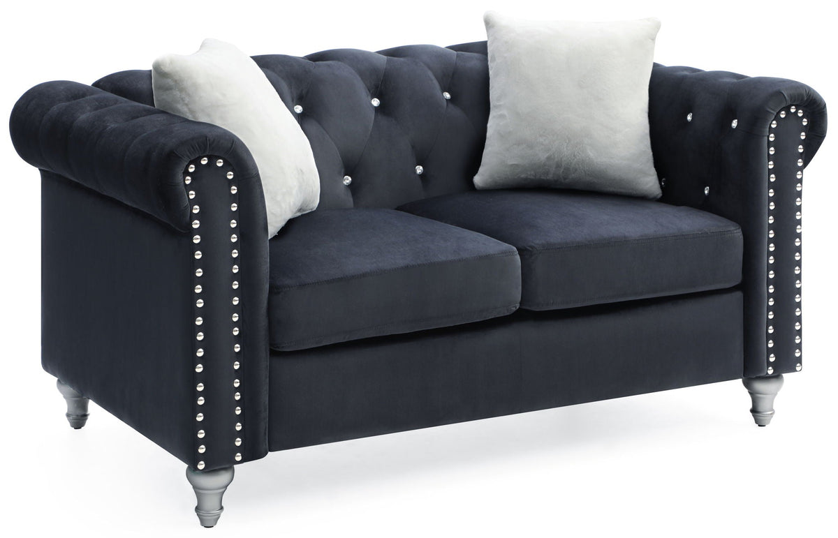 Contemporary Loveseat with Jeweled Tufted Design - Multiple Colors