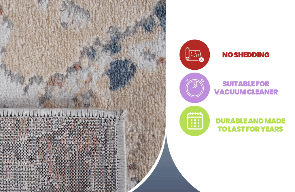 Trendy Polyester Area Rug - Marfi Collection 2x3 with Easy-Care Finish - Multi, Blue+Grey, or Ivory