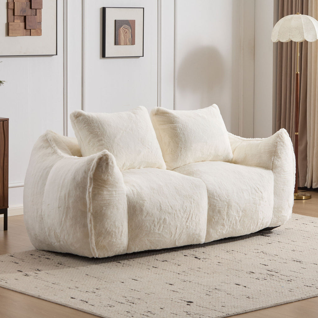 Ultra Soft Faux Fur Bean Bag Loveseat with Shredded Sponge Filling - Multiple Colors