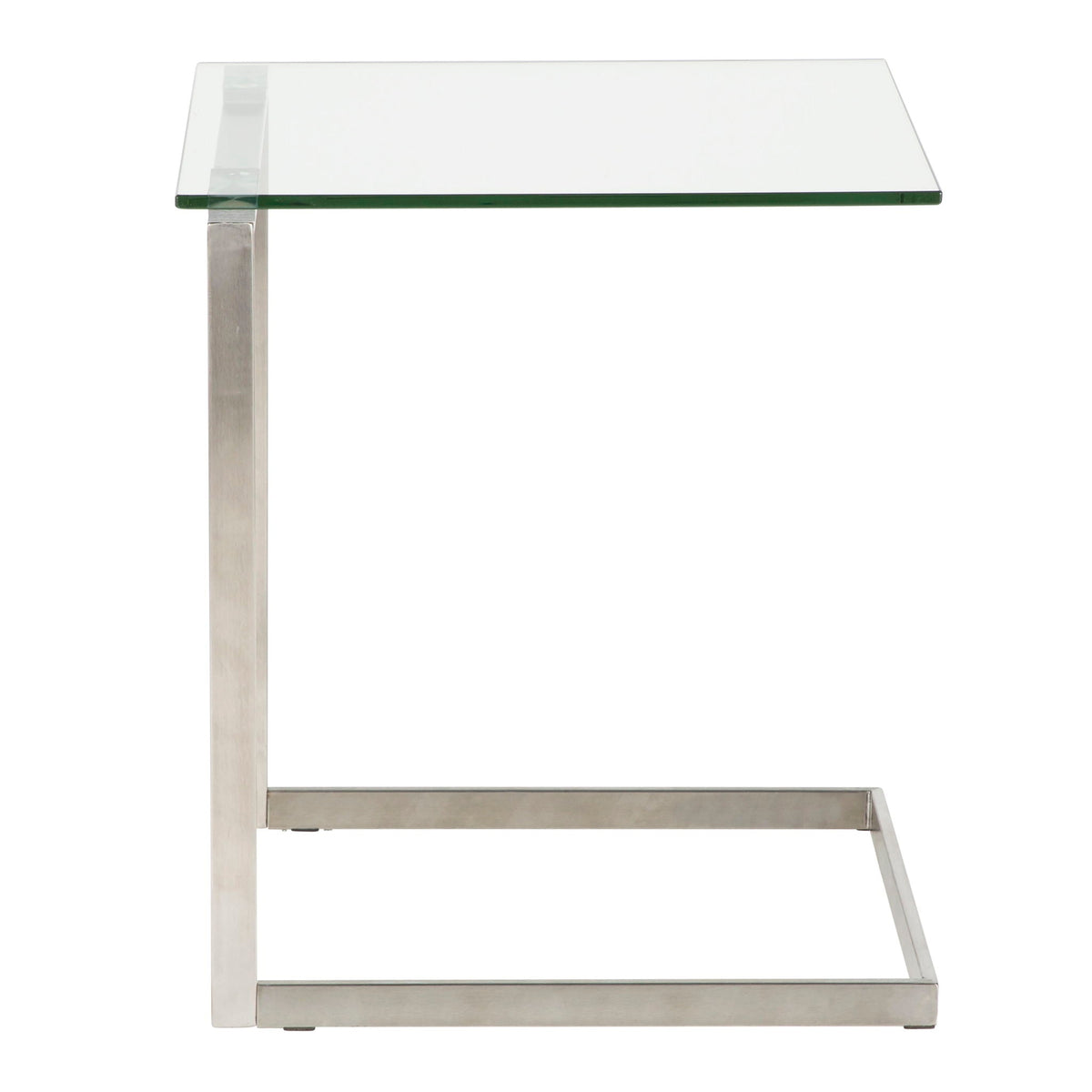 Contemporary End Table with Tempered Glass Shelf - Pearl Silver or Black