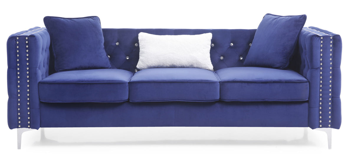 Paige Tufted Sofa with Faux Diamond Buttons - Multiple Colors