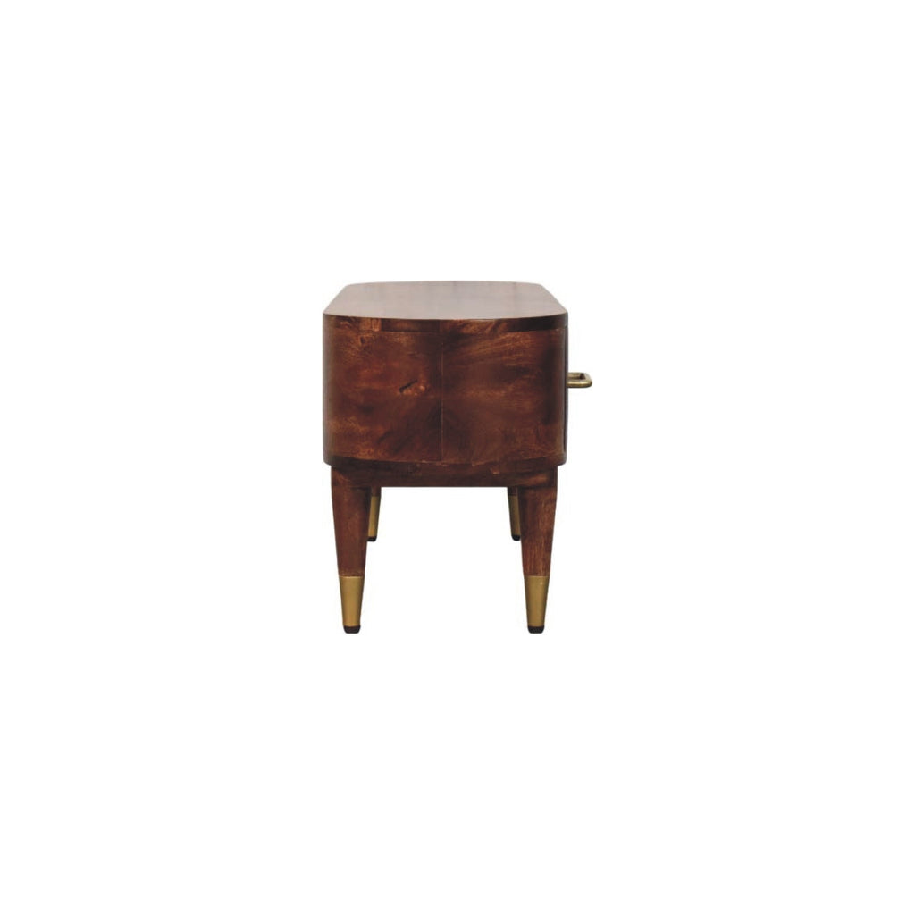 Solid Wood Two-Drawer Media Unit with Open Slot - Natural Finish