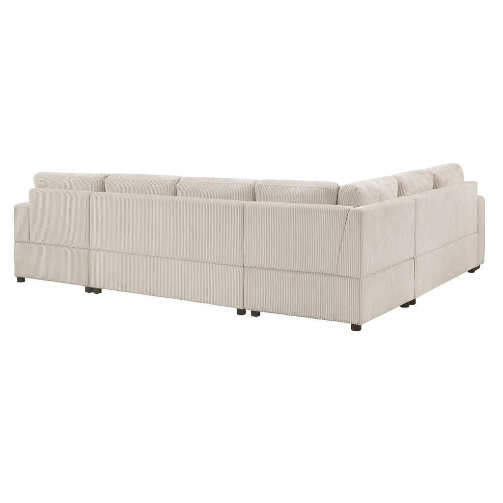 Oversized Sectional U-Shaped Sofa With Chaise Lounge And Three Soft Throw Pillows