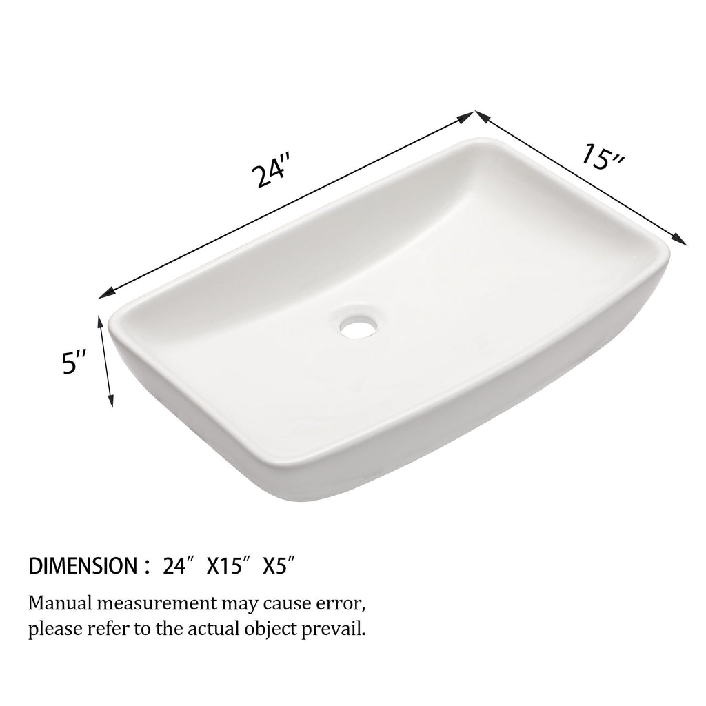 Rectangular Vessel Bathroom Sink - White
