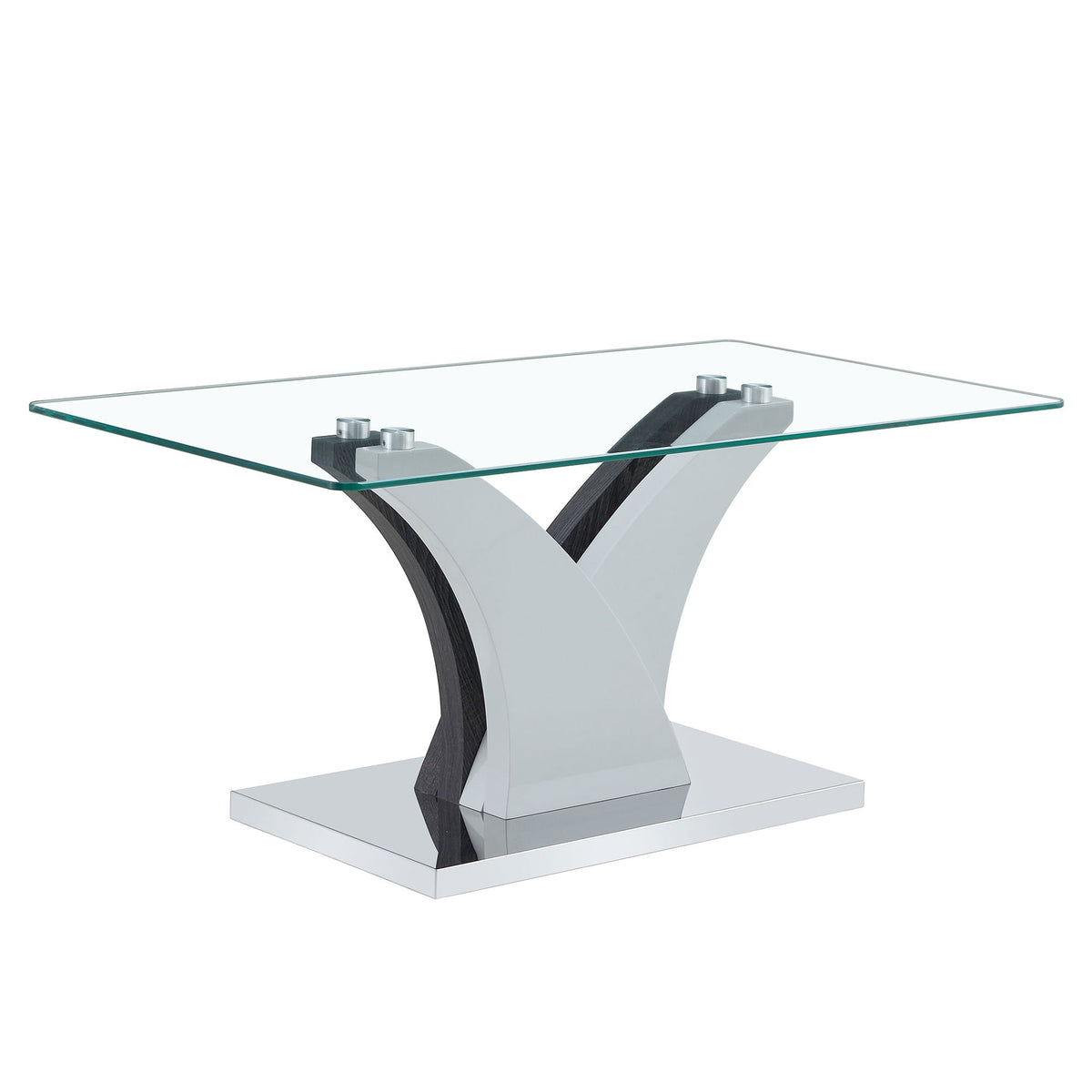 Rectangular Coffee Table with Tempered Glass Countertop - Gray