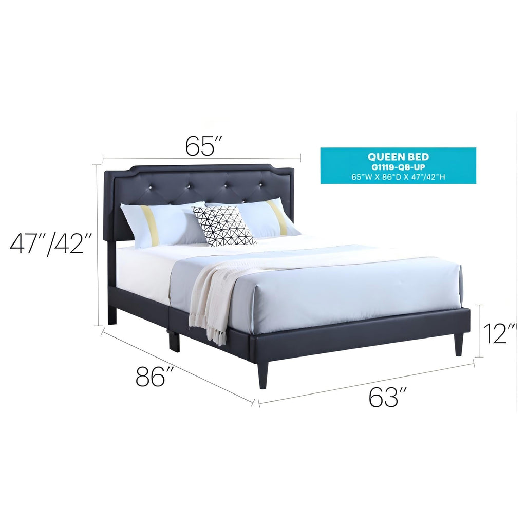 Button Tufted Upholstered Bed with Charming Design - Multiple Colors