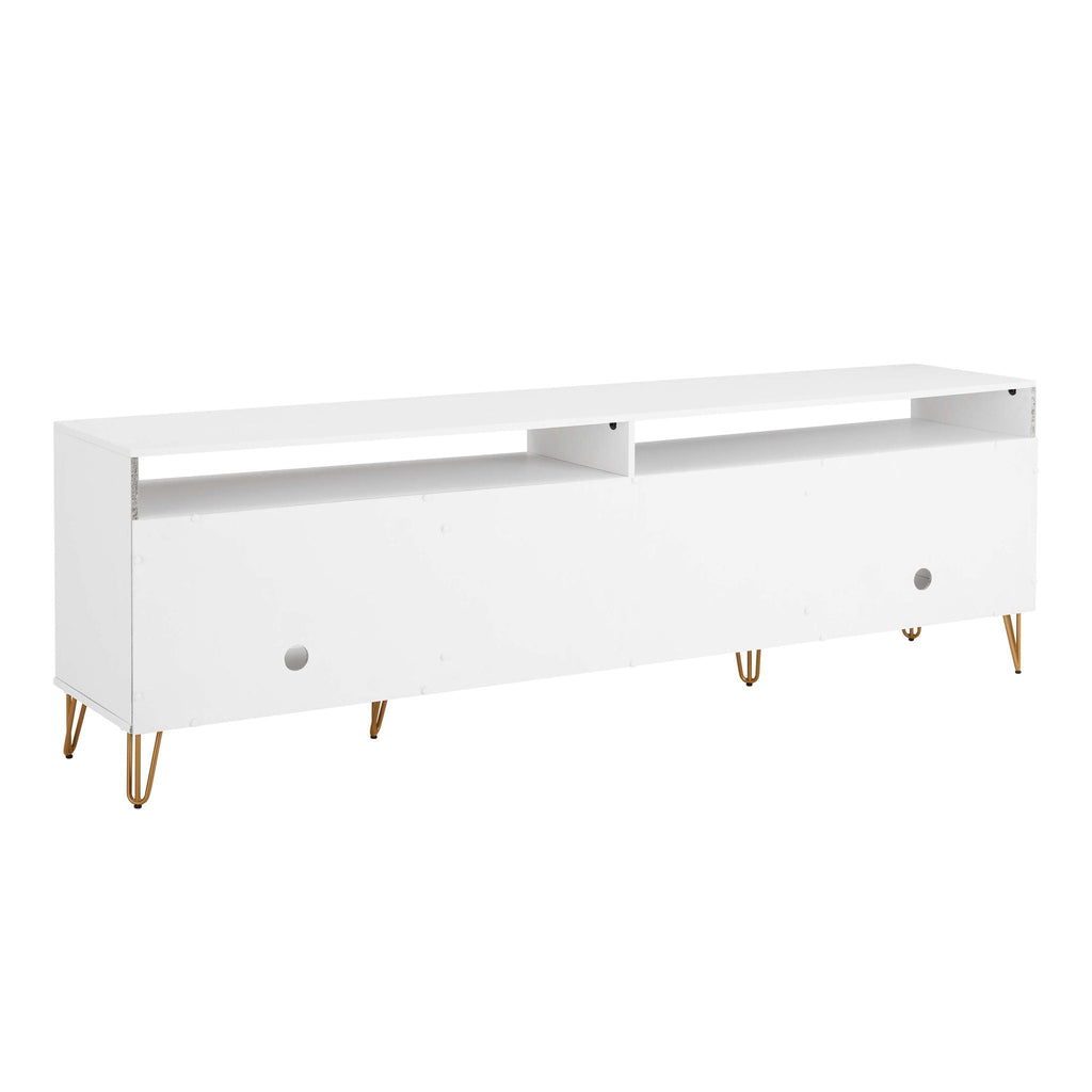 Fluted TV Stand with Storage and Metal Legs - Multiple Colors