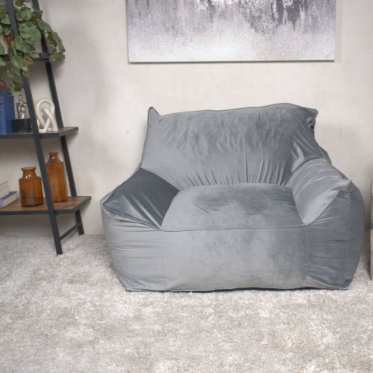 Allea Bean Bag Chair with Armrests - Fabric - Multiple Colors