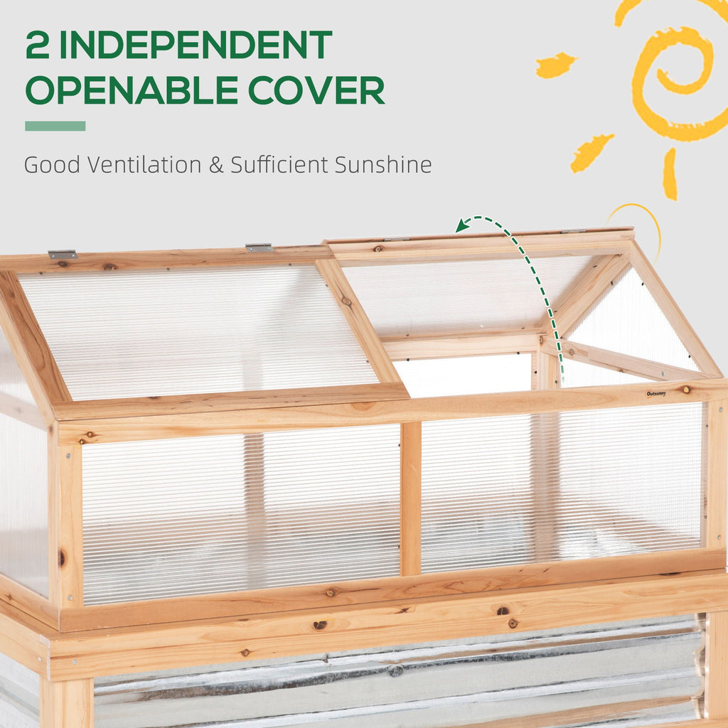 Raised Garden Bed with Polycarbonate Greenhouse - Natural