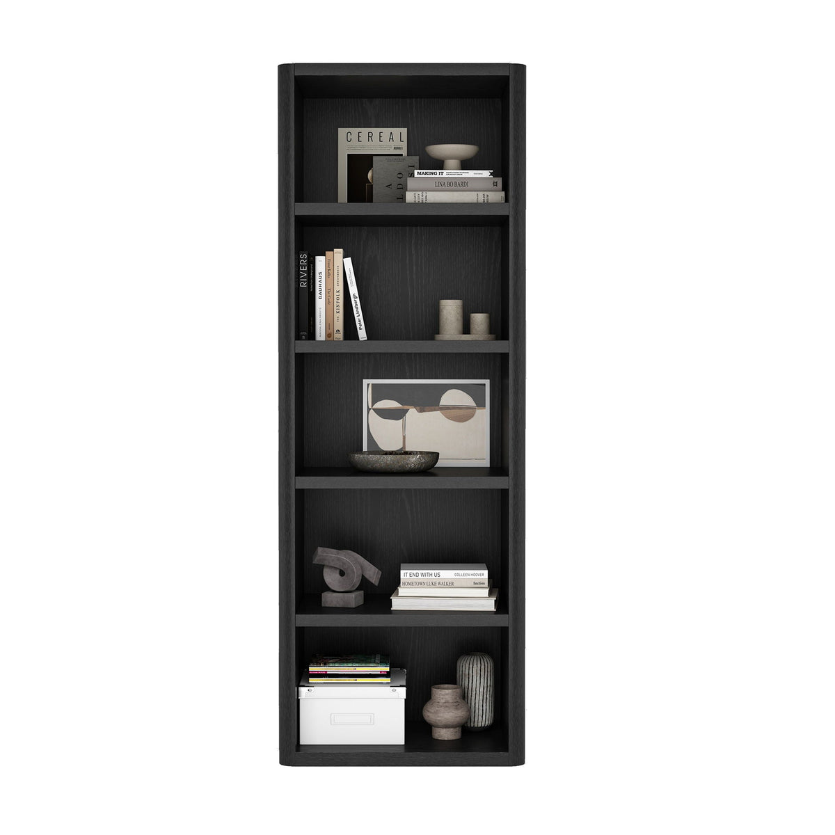 Open Bookcase with Adjustable Shelves - 79" High - Black, Light Brown, Dark Brown
