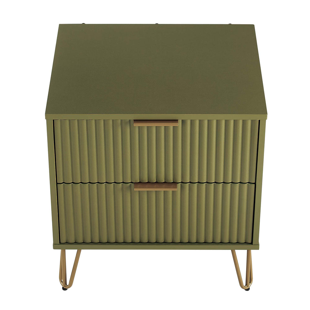 Dumbo Nightstand with 2 Drawers and Fluted Fronts – Multiple Colors