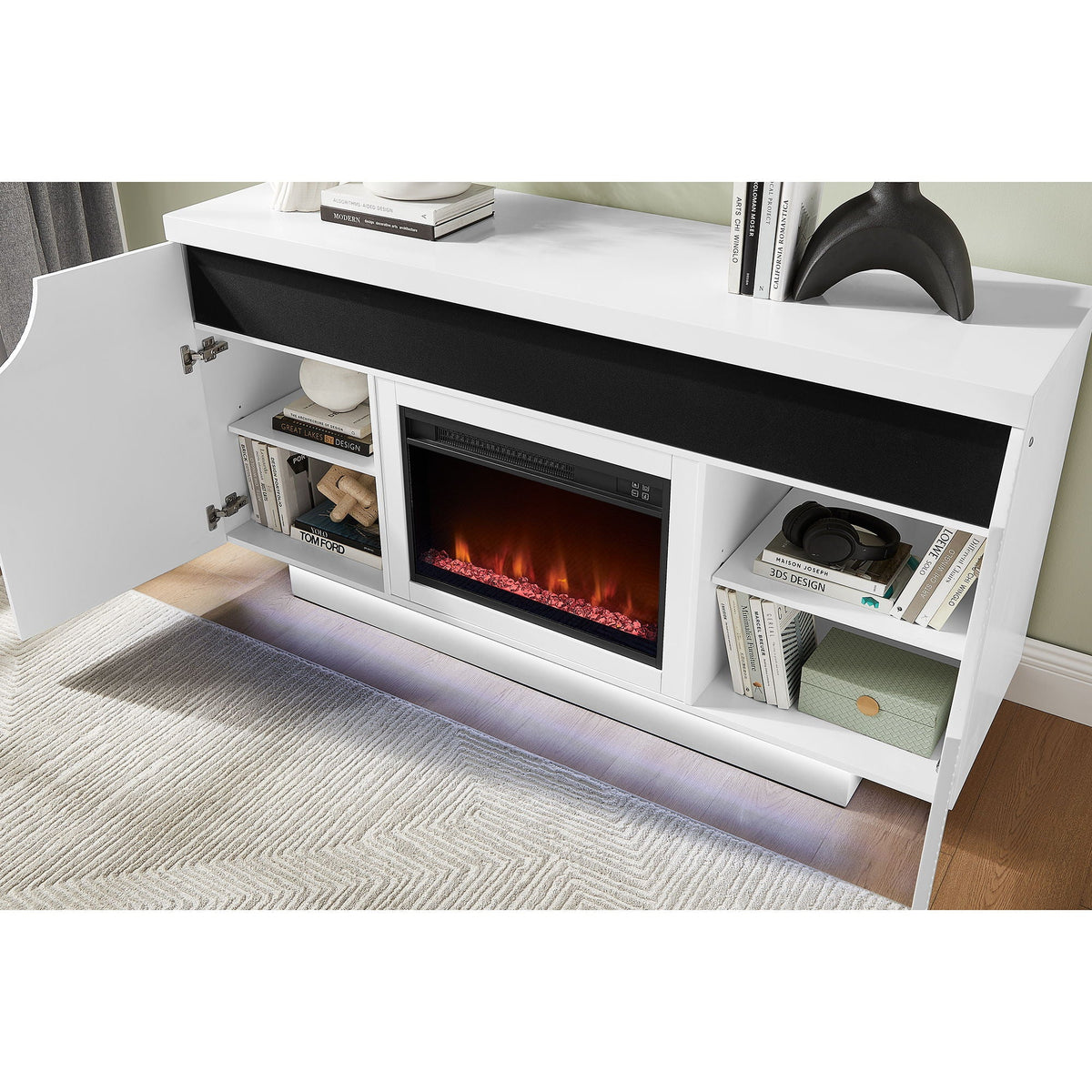 Alessia - Electric Fireplace With Multi Color LED And Flame Settings