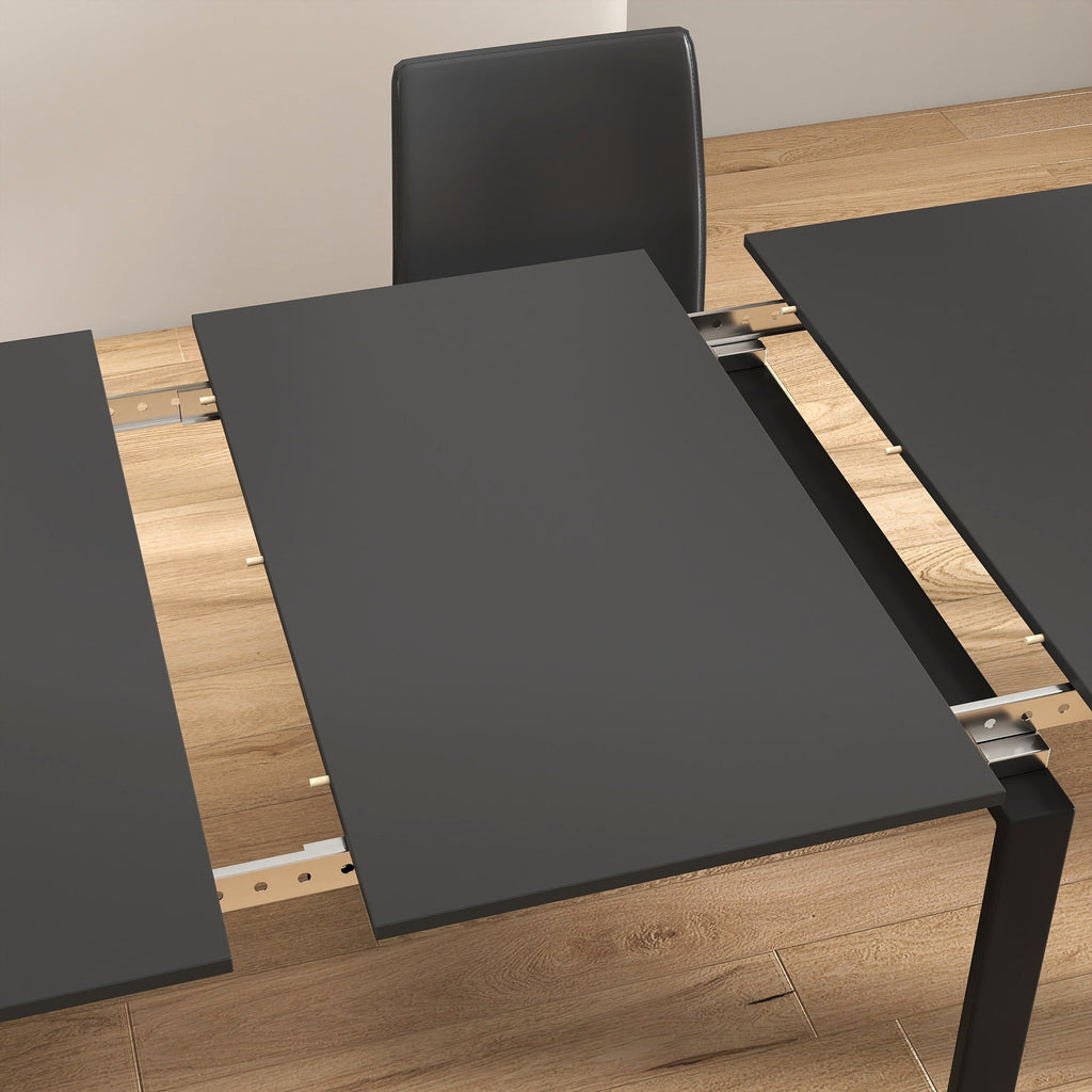 Modern Multifunctional Extendable Dining Table with Outlet - Walnut+Black or White