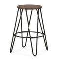 Multifunctional Metal Counter Height Stool with Solid Wood Seat - Dark Brown or Beige
