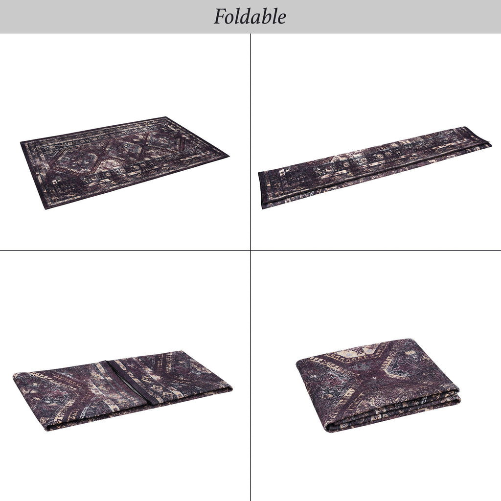 Washable Runner Rug with Easy Care - Beige, Dark Gray, or Black