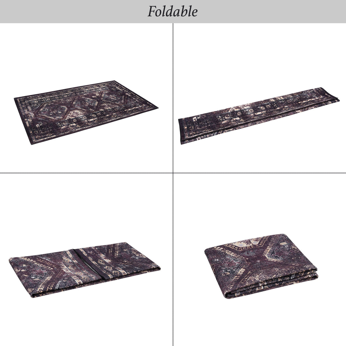 Washable Runner Rug with Easy Care - Beige, Dark Gray, or Black