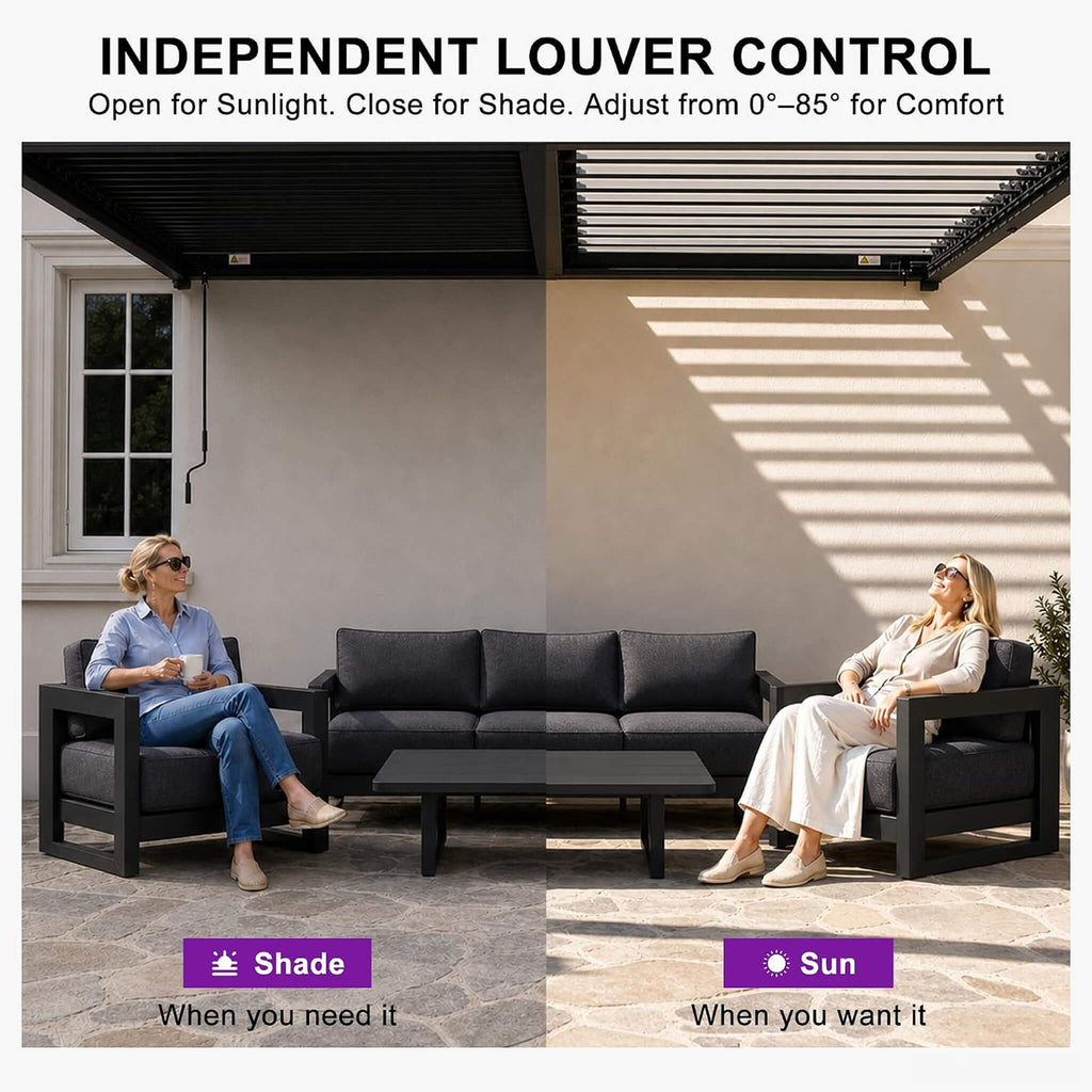 [08X10FT] Modern Wall-Mounted Louvered Pergola With Aluminum Frame (SAK60977)
