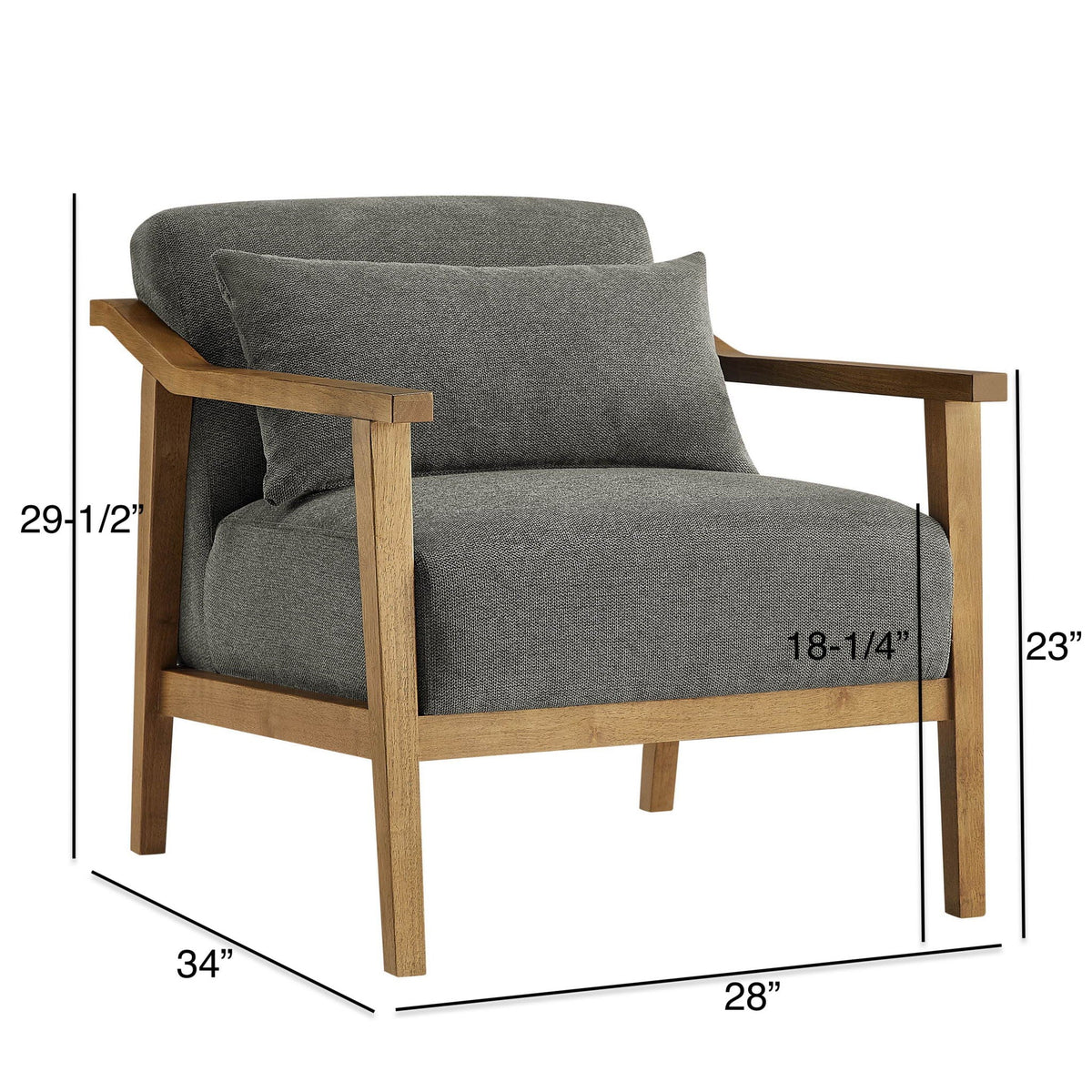 Arm Accent Chair with Lumbar Pillow - White or Dark Gray