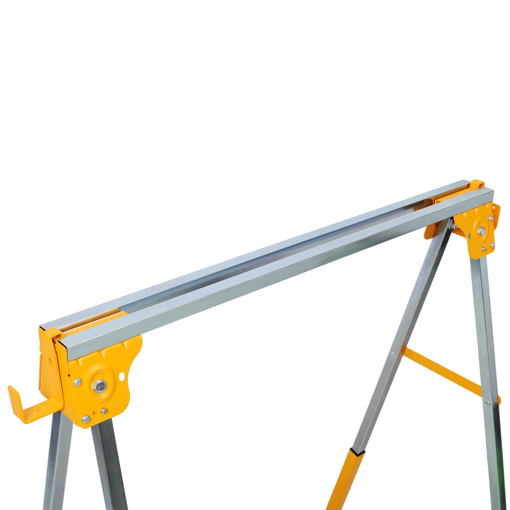 Adjustable Height Sawhorses 2 Pack with Folding Design - Steel
