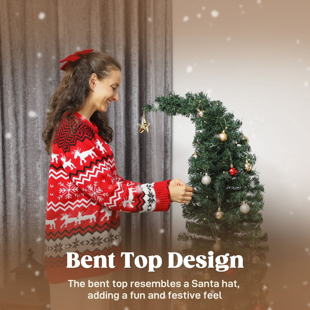 Prelit Whimsical Christmas Tree with 100 LED Lights - 5 ft, Slim PVC