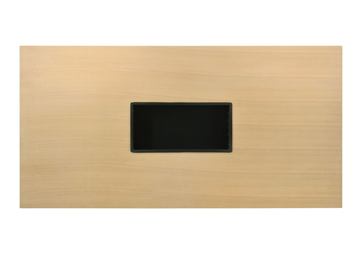 Blayde Natural Wood Dining Table with Double U-Shaped Base - Light Brown