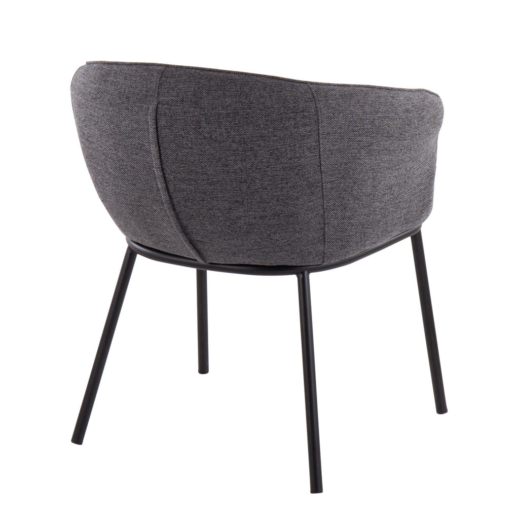 Contemporary Side Chair with Padded Seat and Black Metal Frame - Charcoal