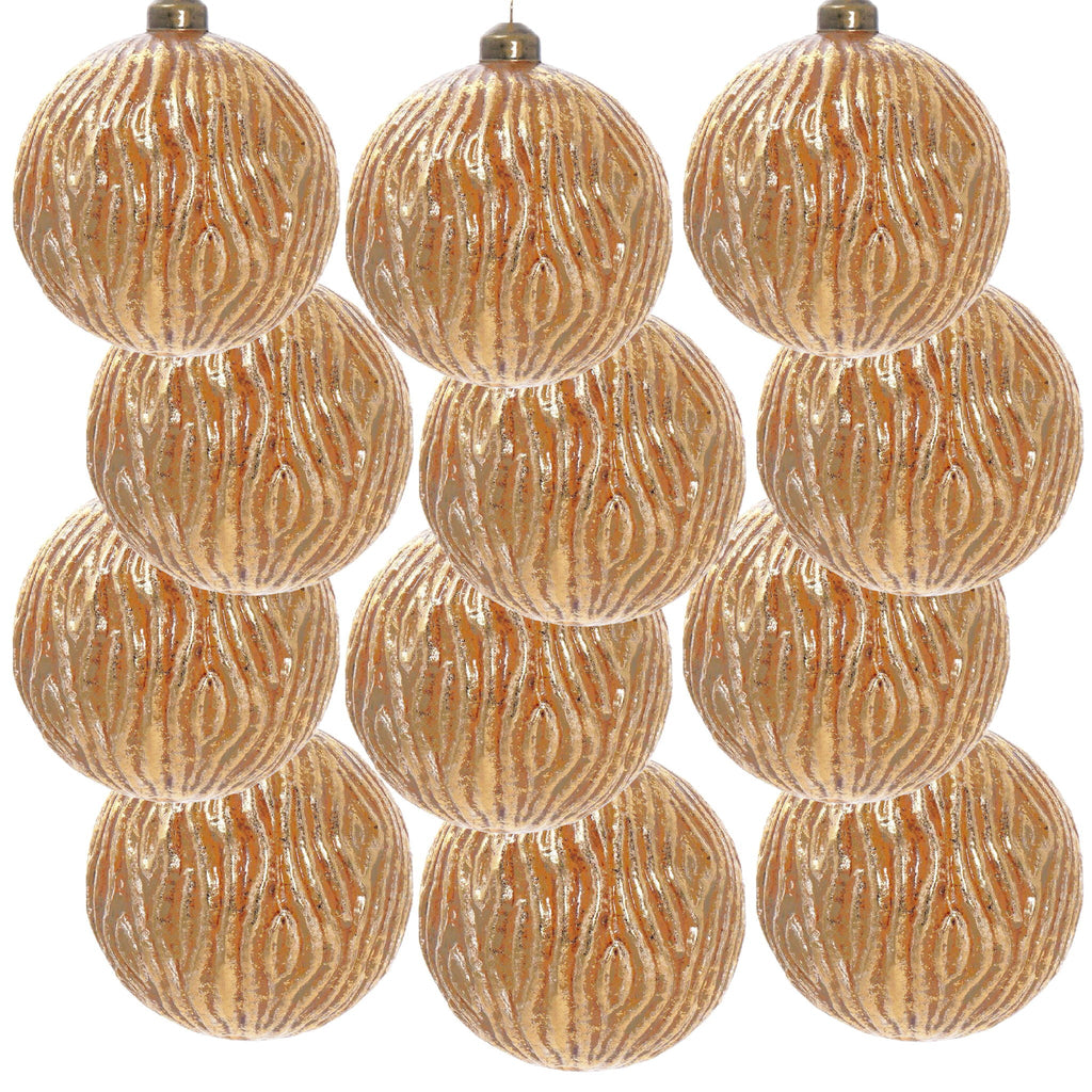 Glass Christmas Ball Ornaments with Decorative Finish - Green, Gold, Red