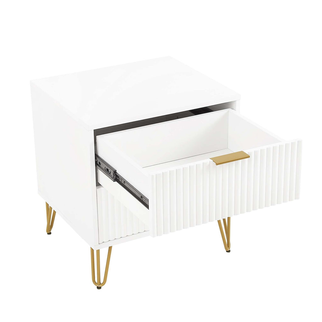 Dumbo Nightstand with 2 Drawers and Fluted Fronts – Multiple Colors