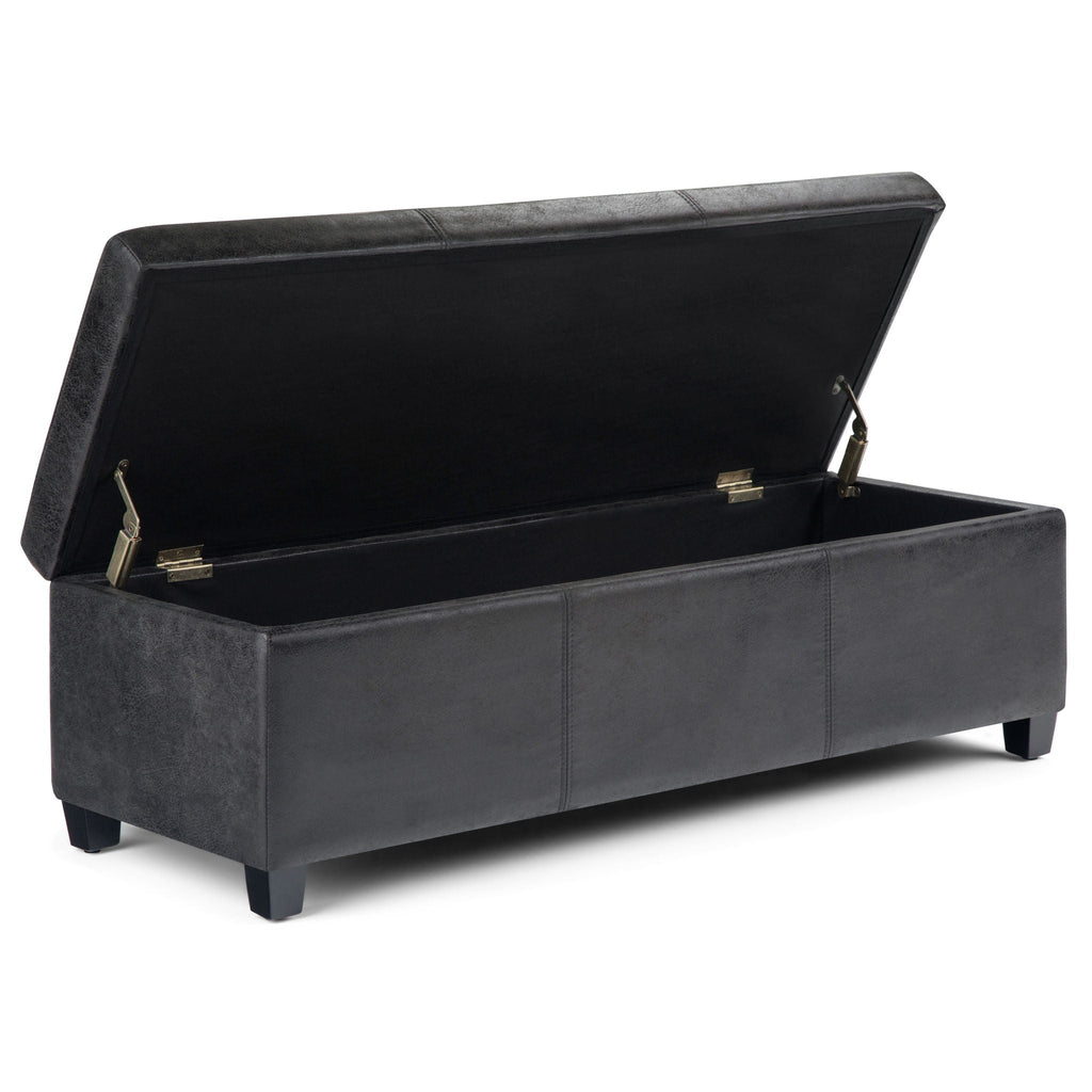 Avalon Contemporary Storage Ottoman Bench with Large Storage - Black, Dark Brown, Dark Gray