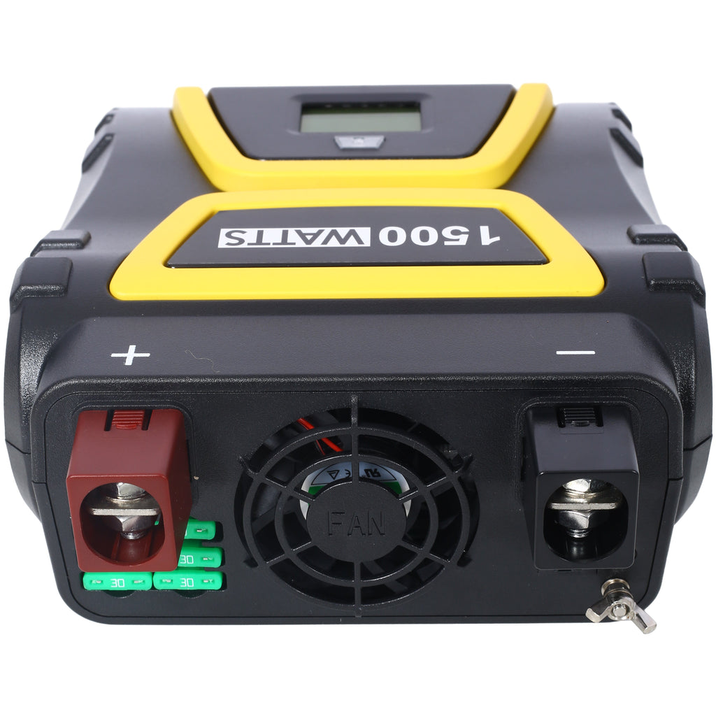 1500 Watt Power Inverter with LCD Display - Portable AC Power Solution - Black
