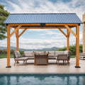 [09X11FT] Heavy-Duty All-Weather Hardtop Wooden Carport Gazebo With Galvanized Steel Roof (SAK39187)