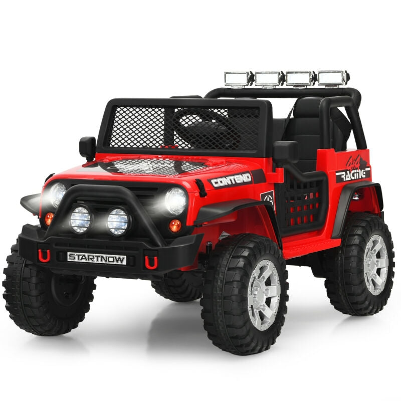 12V Kids Electric Ride On Truck with Remote Control and Operation Lever-Red