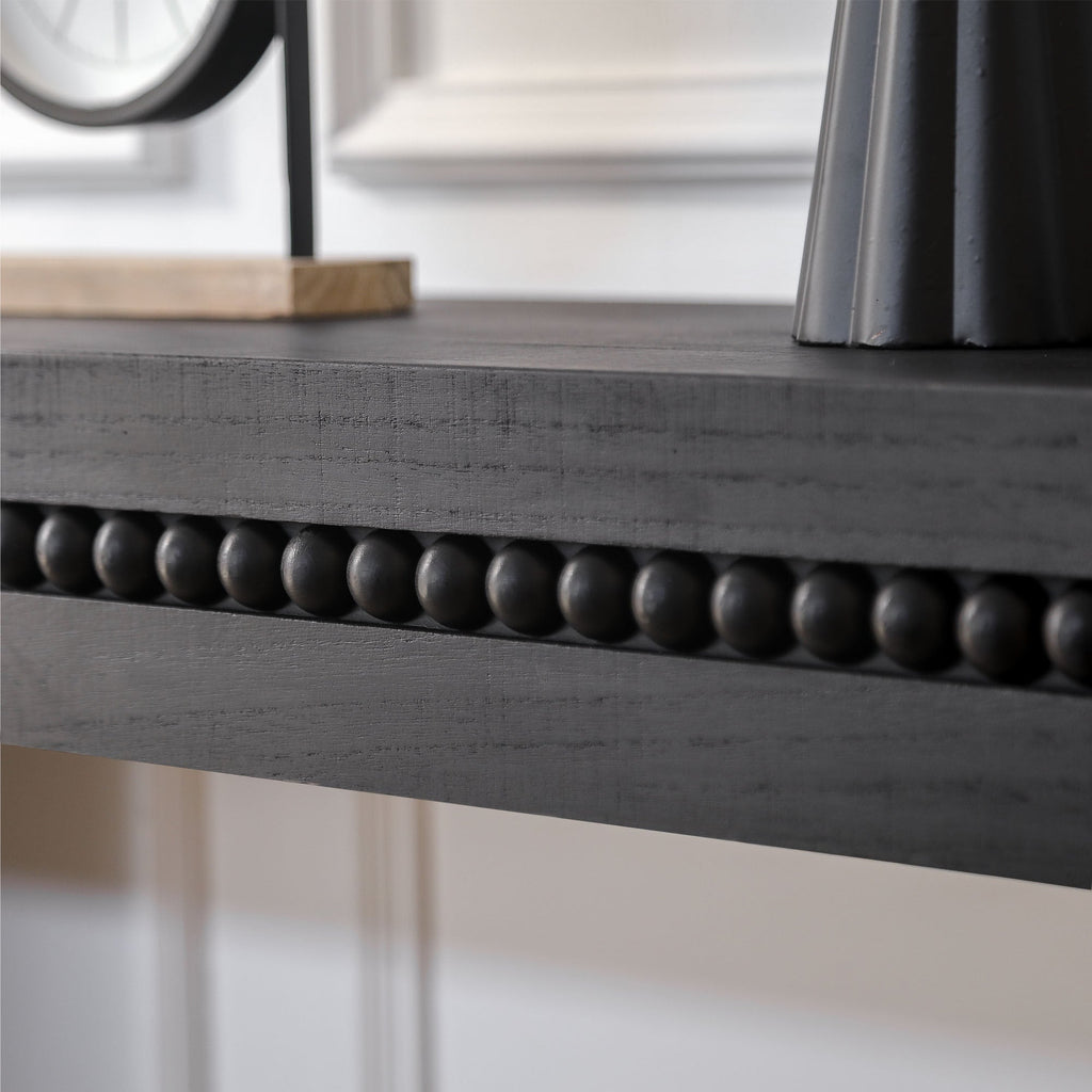 Modern Black Wood Console Table with Beaded Trim - 64in