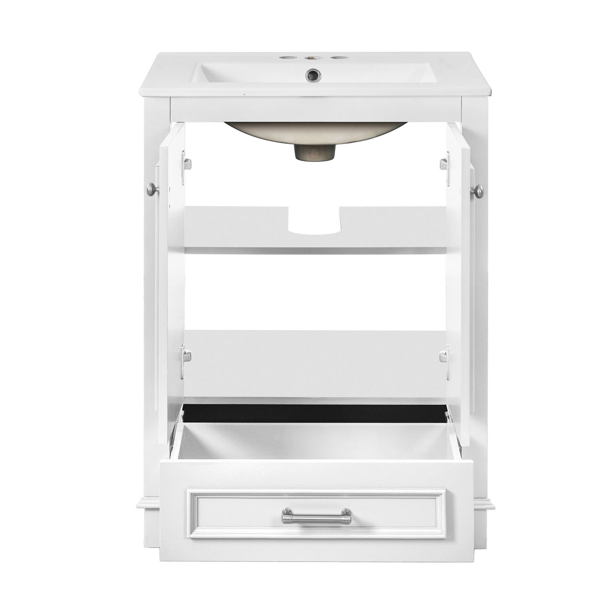 Modern Bathroom Vanity with Ceramic Sink Combo and Storage Cabinet - Multiple Colors