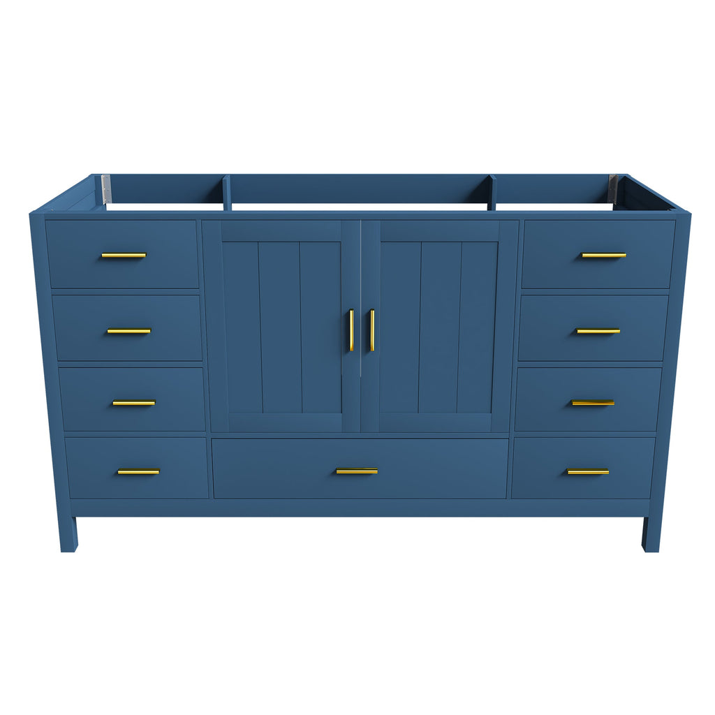 60" Bathroom Vanity Base Cabinet with Soft-Close Doors - Blue
