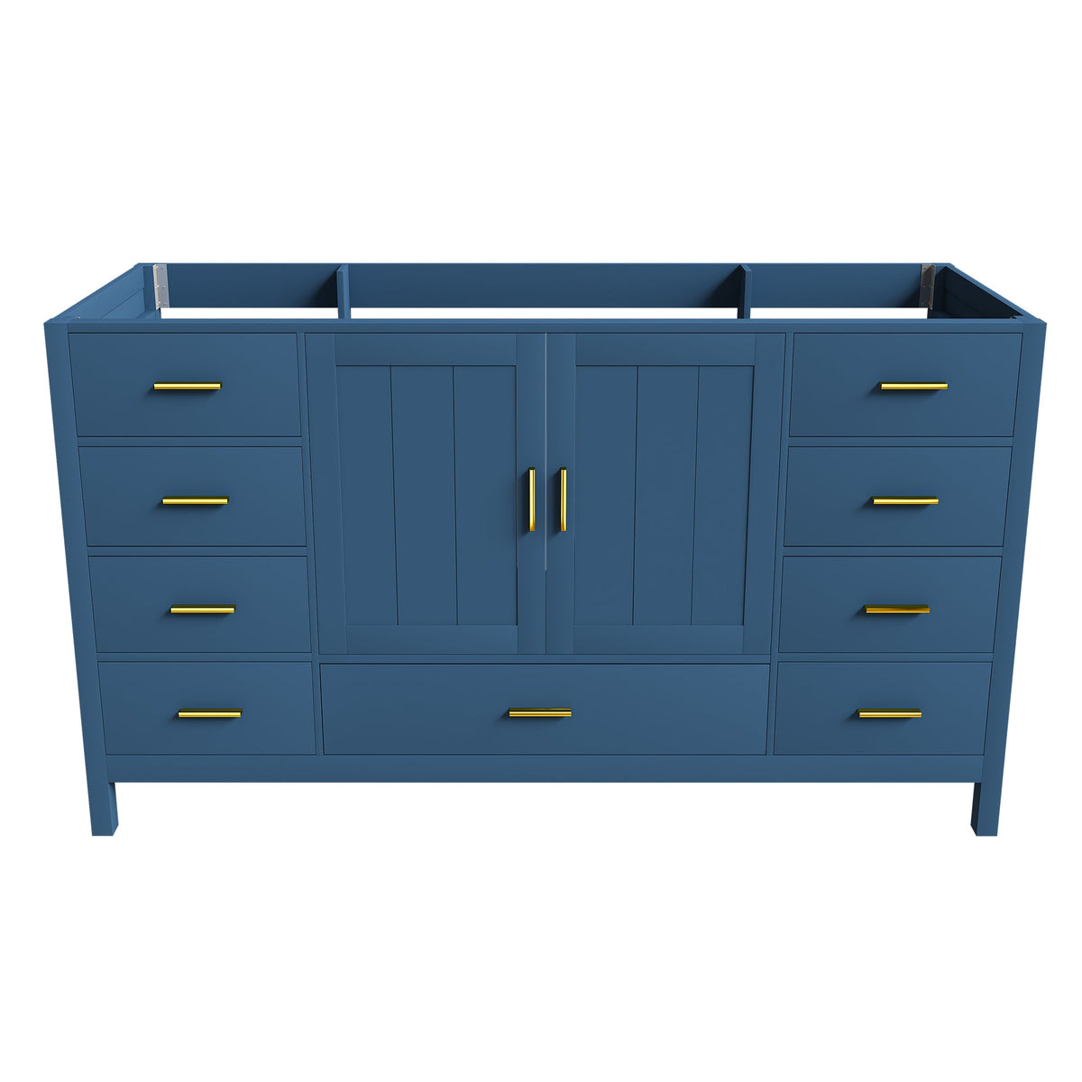 60" Bathroom Vanity Base Cabinet with Soft-Close Doors - Blue