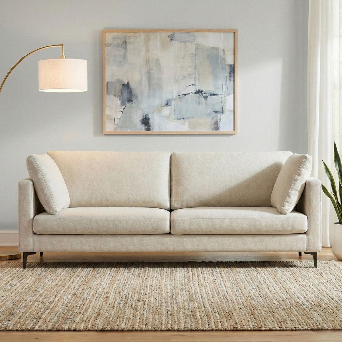 Mid Century Upholstered Sofa with Water-Repellent Fabric - Multiple Colors