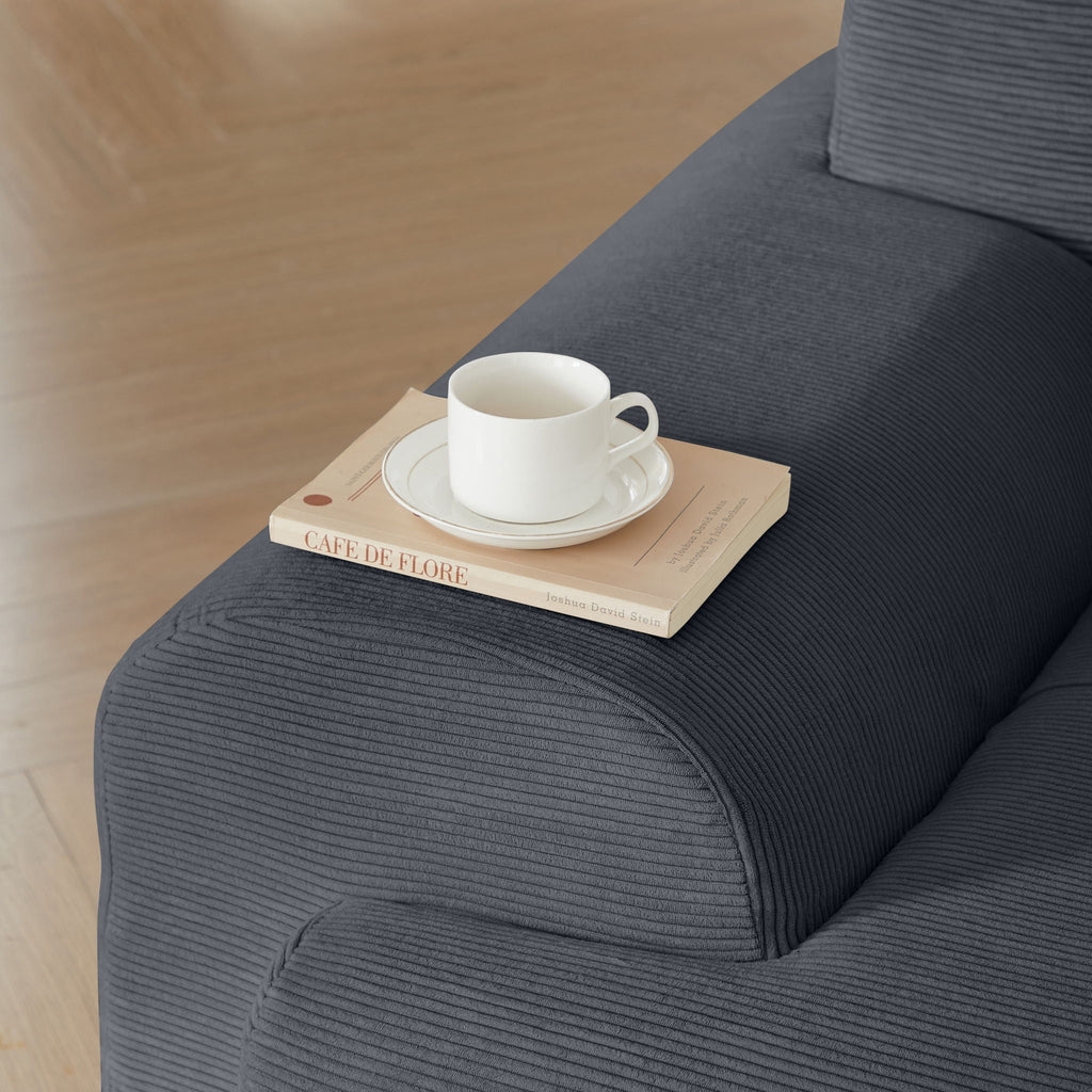 L Shaped Modular Sectional Sofa with Deep Seat and Movable Ottoman - Dark Gray or Green
