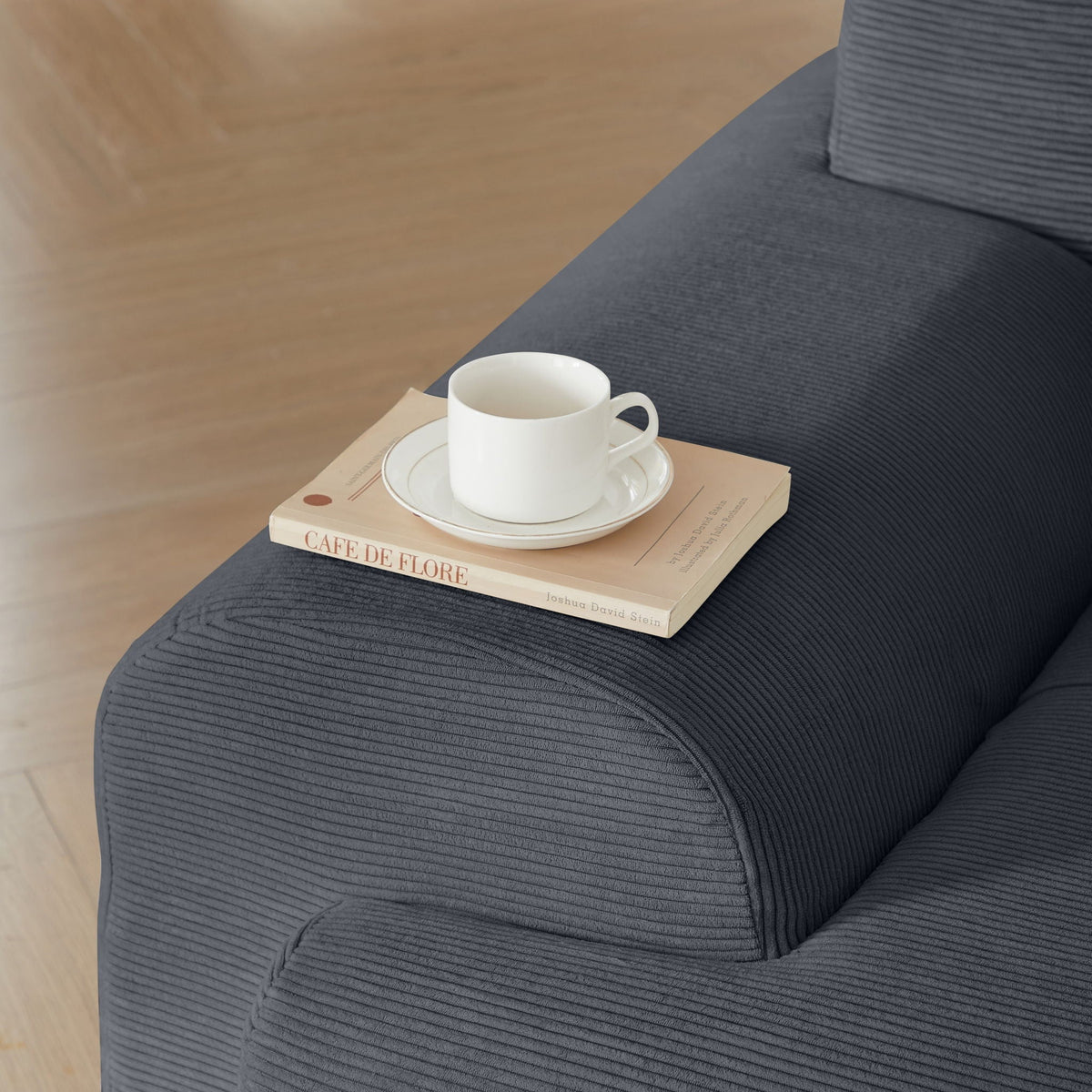 L Shaped Modular Sectional Sofa with Deep Seat and Movable Ottoman - Dark Gray or Green