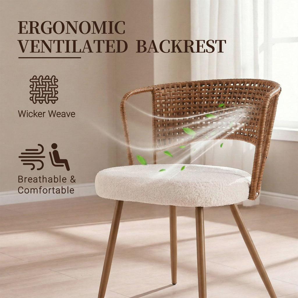 Farmhouse Style Wicker Dining Chair with Wing-Back Design - Light or Dark Brown