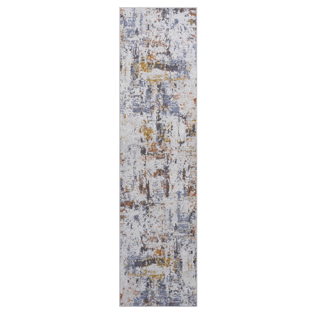 Abstract Runner Rug with Stain Resistance - Beige or Blue