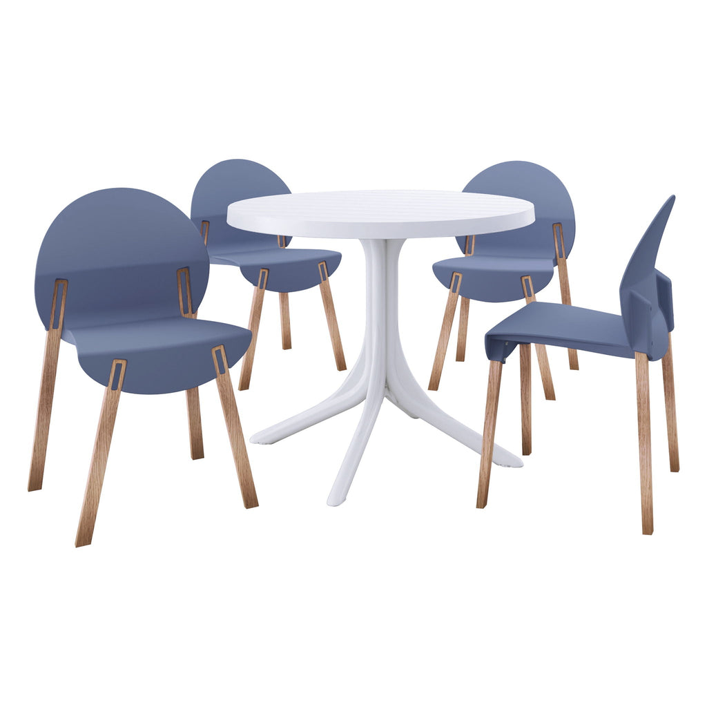 Traditional 4 Piece Outdoor Chair Set with Round Table - Multiple Colors