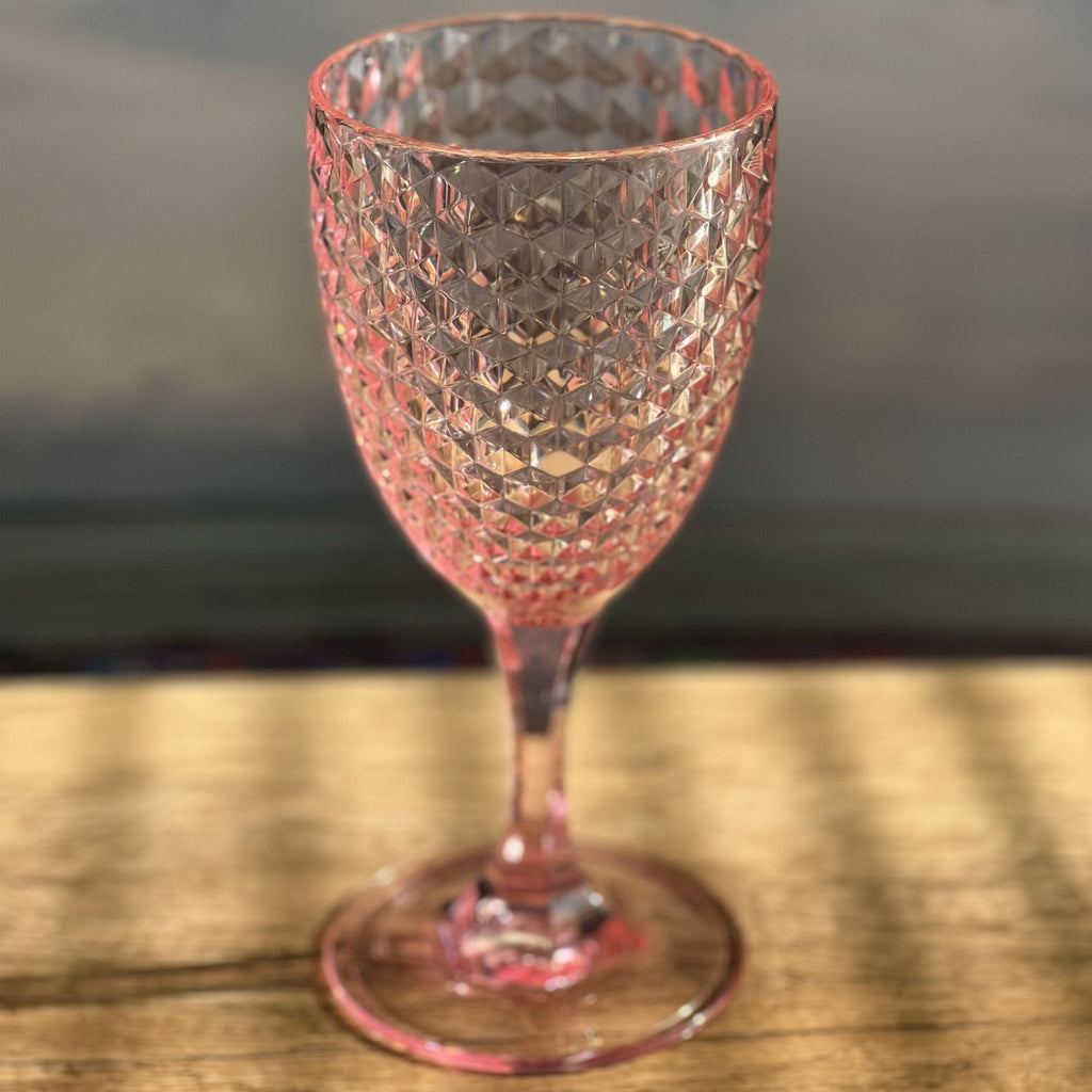 Diamond Cut Plastic Wine Glasses (Set of 4)