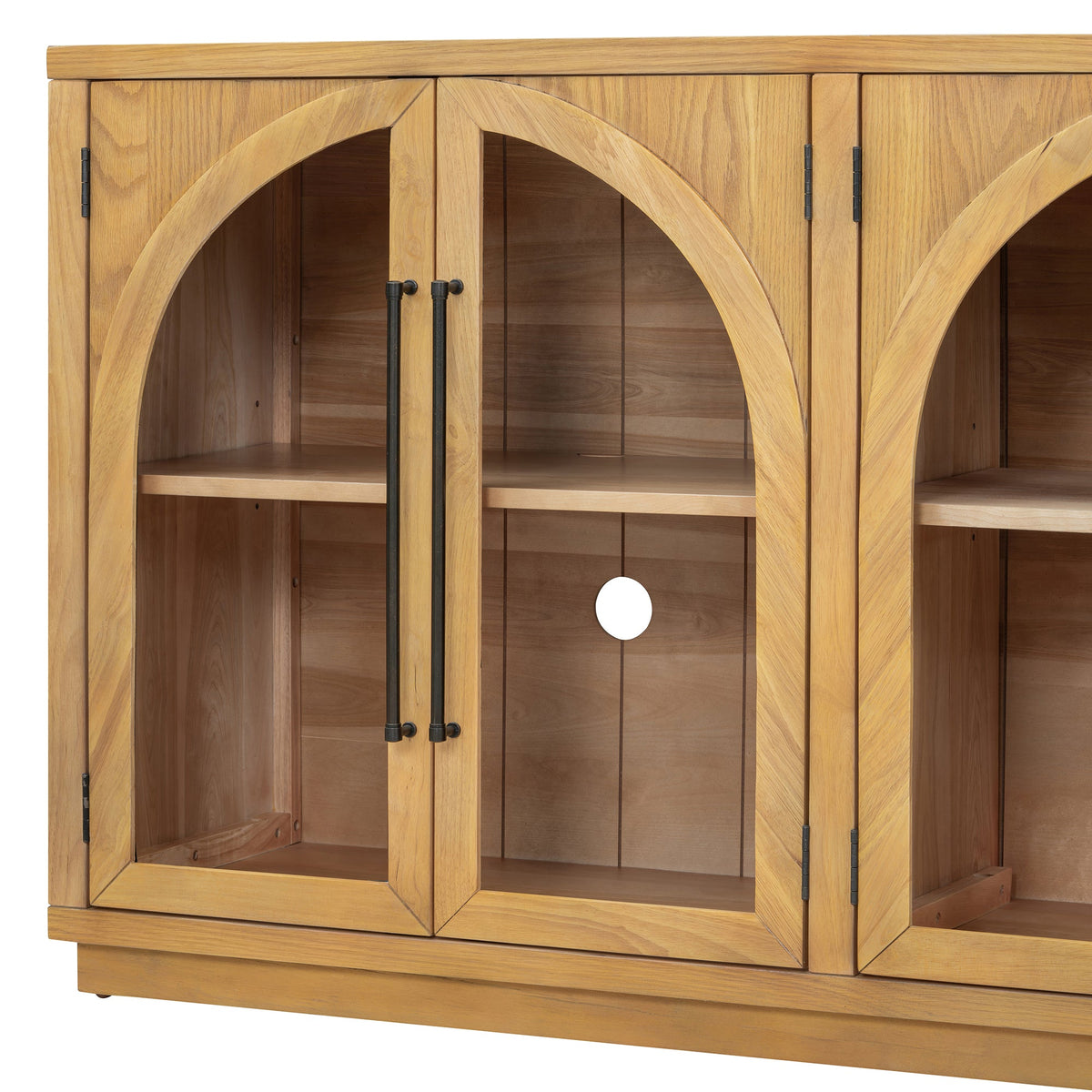Large 4-Door Sideboard Buffet Cabinet with Glass Doors - TREXM